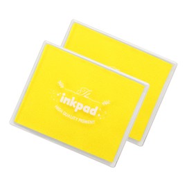 sourcing map 2pcs Finger Ink Pad for Rubber Stamps Craft, 37 x 47" Washable Pigment Ink Pad Stamps for Footprint Handprint Stamping Paper Wood Fabric Scrapbooking, Yellow