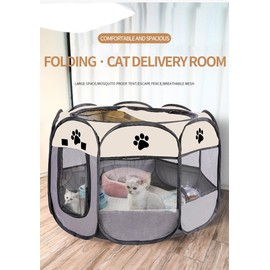 GZHOUTTL Kitten Playpen,Dog Playpen Indoor/Outdoor,Cat Delivery House Removable Top Size Large,cat Pen Collapsible with Carrying Case No Assembly Required Pet Tents for Dogs/Cats(Grey, Large)