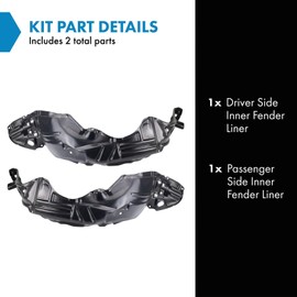 TRQ TRQ Inner Fender Liner Set Compatible with 2018-2019 Toyota Prius C TO1248241 TO1249241