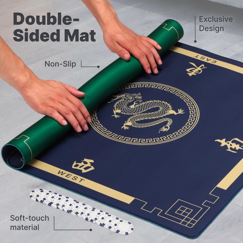 Queensell Folding Game Table with Double Sided Mat, Foldable Board