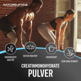 Natureletics 100% HIGHLY PURIFIED CREATINE PURE POWER MONOHYDRATE, 500G BIG PACK, NO ADDITIVES, VEGAN, 166 SERVINGS OF THE HIGHEST QUALITY CREATINE MONOHYDRATE POWDER!