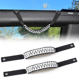 sukemichi for Bronco Grab Handles, Paracord Roll Bar Grab Handles for 2021 2022 2023 2024 Ford Bronco Accessories 4 Door 2 Door, White, 2 Pack