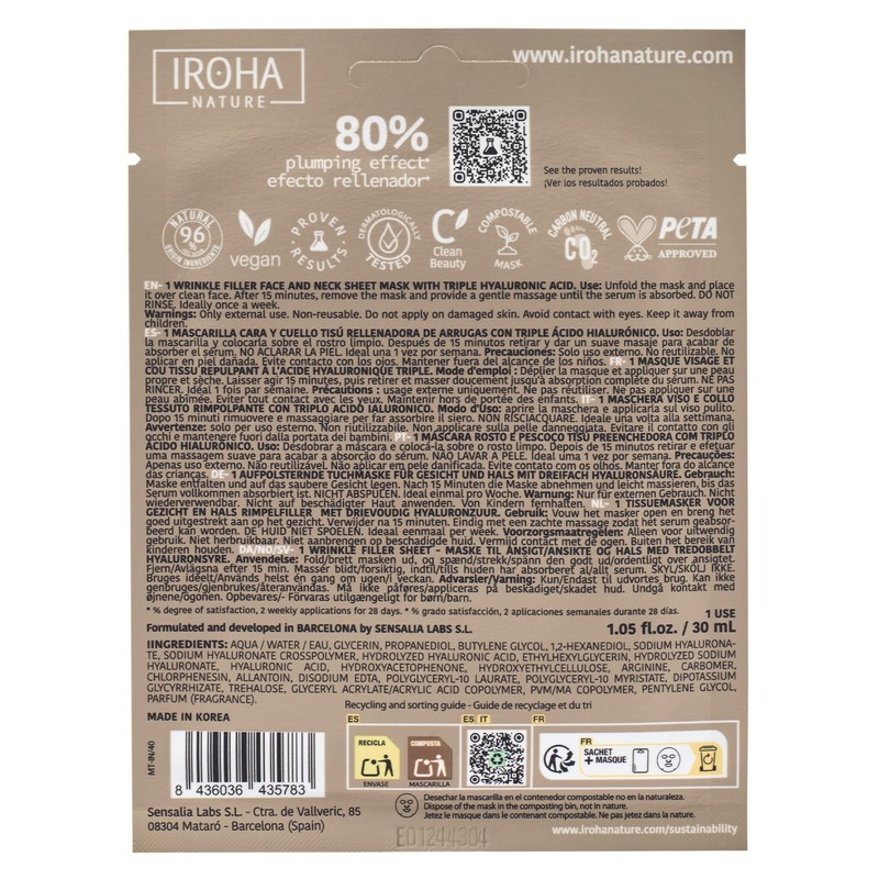 Iroha Nature - Plumping & Anti-Ageing Cloth Mask | With