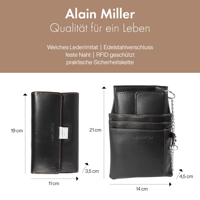Alain Miller Waiter's Wallet Faux Leather with Bag and Chain