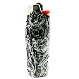Metal Lighter Case Cover Holder fits BIC Lighter Full Standard Size J6 One Piece Design in Demon