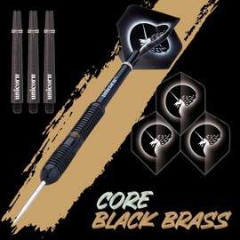 Unicorn Steel Tip Darts Set | Core Black Brass Barrels| Style 2| 22 g