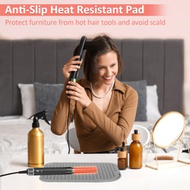Quccefods 2 Pack Heat Resistant Mat Large Silicone Hot Hair Tools Holder for Curling Irons Flat Iron Hair Styling Tools Mat Portable Vanity Pad