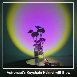 YOU WIZV Astronaut Keychain, Cute Kawaii Anime Cool Keychains for Backpacks, Space Keychains with Sunset Light for Women Men Boys Girls(Pink)