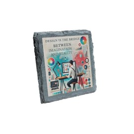 Inspirational Designer's Slate Coaster - Design is the Bridge Between Imagination and Reality - Creative Gift for Artists and Designers (slco-kf25-betweenhg)
