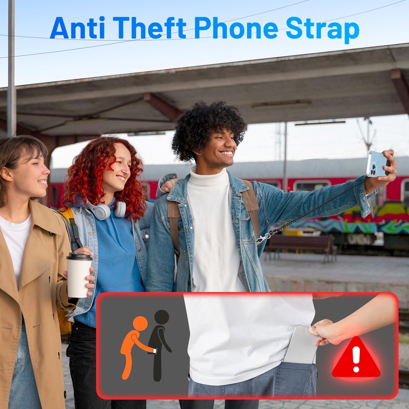 Phone Lanyard, Universal Theftproof Anti-Lost Elastic Tether Wrist Strap with