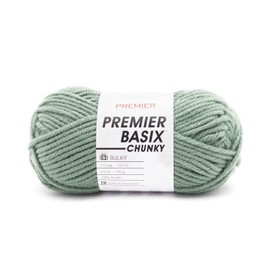 Premier Yarns Basix Chunky Yarn, Perfect for Crafting Quick Projects, Bulky Weight, Acrylic Yarn, Sage, 3.5 oz, 117 yards