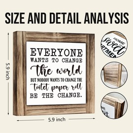 Bathroom Decor: Funny Toilet Roll Sign, Wooden Desk Sign for Bathroom