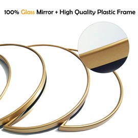 YUBAIHUI Boho Moon Phase Mirror Set for Spiritual Room Decor - Glass Moon Mirror Wall Hanging for Bedroom, Dorm, and Home Decor with Preppy and Cottagecore Vibe (Gold)