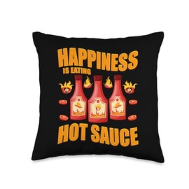 Spices Happiness Is Eating Hot Sauce Hot Sauces Throw Pillow