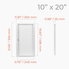 HVAC OV 10 x 20 Inch White Rectangular Metal Plumbing Access Panel - Indoor Wall Access Door for HVAC, Wall, Ceiling, and Drywall with Panel - Opening Box Door Cover - Easy to Install