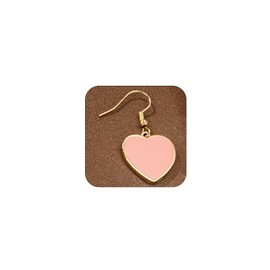 Stylish Gold Heart Drop Dangle Earrings Dangly for Women, Charm Enamel Love Heart Drop Hook Earring Vintage Party Daily Life Valentine Jewelry Gift (Pink)