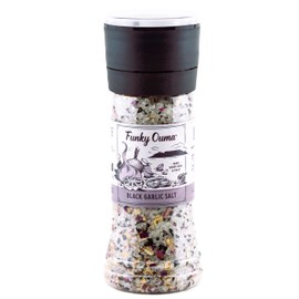 Funky Ouma Black Garlic Infused Sea Salt Grinder 310g (LARGE) | Premium Seasoning & Flavoured Salt| Proudly South African | BBQ & Braai | All Natural Ingredients | Beautiful Packaging | Foodie Gift