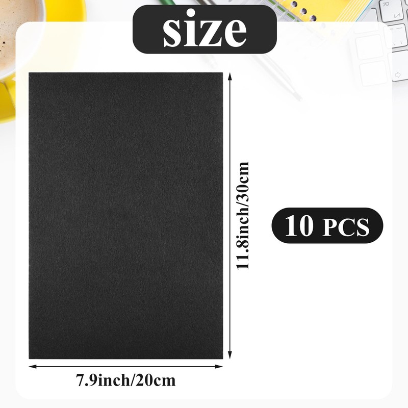 BOUBONI 10PCS Black Self Adhesive Felt Fabric Sheets Sticky Felt