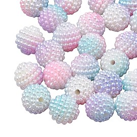 Cheriswelry Imitation Pearl Acrylic Beads Pink Berry Beads 10 mm Round Combined Beads Rainbow Gradient Pearl Beads for Jewellery Making Pack of 200