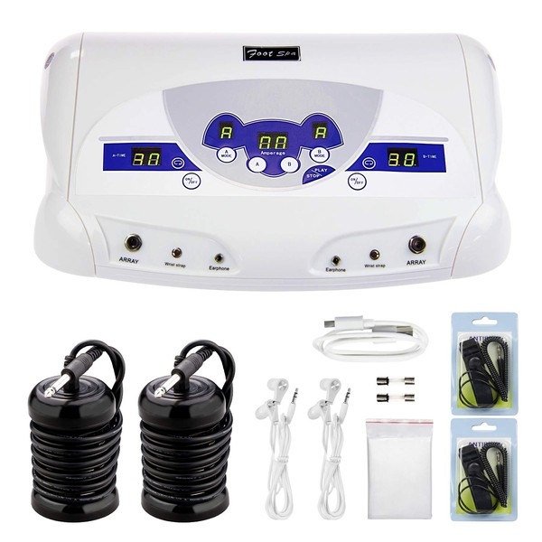 veicomtech 2022 Dual Ionic Foot Bath Detox Machine, ion Detox Foot Bath Spa Cleanse System for 2 Users with MP3 Music Player, 2 Array, 2 Wrist Band, 5 Liners