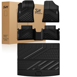 3W Floor Mats & Cargo Liner Fit Hyundai Kona 2024 2025 (Not for Hybird) gasline,TPE All Weather Custom Fit Car Floor Liners Full Set, Black