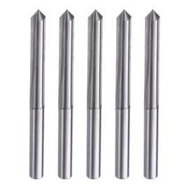 HARFINGTON 5pcs CNC V Bit 90 Degree 1/8" Shank 0.1mm Tip Engraving V Bits Carbide Chamfer End Mill with 2 Straight Flutes CNC Wood Carving Bit Tool for Wood Plywood Acrylic MDF Lettering