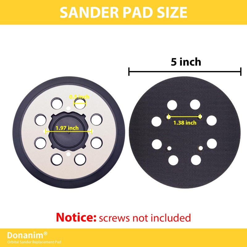 2 Pack 5 Inch Sander Pad Replacement, Metal Sander Backing