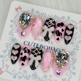 Mass-produced landmine cosplay handmade nail tips - Oval L / 양산형 지뢰계 코스프레 수제네일팁 - 오벌L