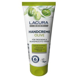 Lacura Body Hand Cream Olive for Dry & Stressed Hands Fast Absorbing Protective Care Formula with Glycerine and Olive Oil 125 ml