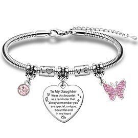 JETTOP Daughter Gifts for Girls Daughter Birthday Gifts Daughter Bracelet Gifts for Daughter Christmas In My Heart