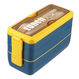 Iteryn Bento Box Lunch Box, 3-In-1 Compartment Containers - Wheat Straw, Leakproof Eco-Friendly Stackable Bento Lunch Box Meal Prep