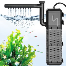 AQQA Aquarium Filter, Adjustable 800 L/H Aquarium Sponge Filter, 9 W Quiet Aquarium Filter Pump for Small Tank up to 250 L