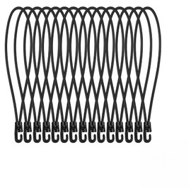 15 Pcs Bungee Cords With Hooks 10 Inch Black Elastic Bungee Ropes with Hooks Fasteners for Outdoor Camping Tents and Sunshades Caravans Garden Weatherproof Heavy Tarp Straps (Black)