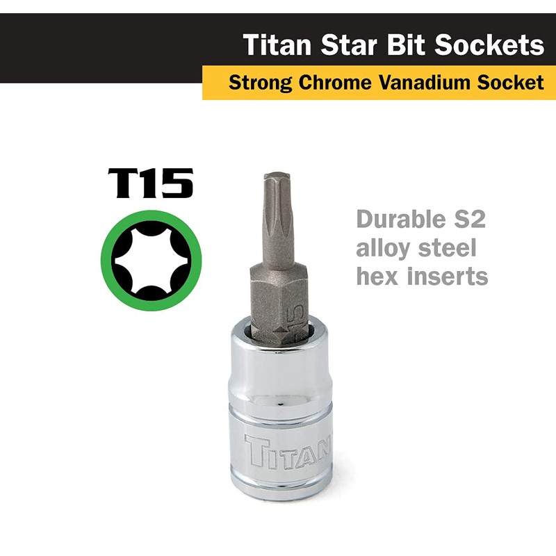 Titan Tools 66915 1/4-Inch Drive x T15 Star Bit Socket