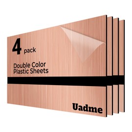Uadme Plastic Plate Engraving, 30 x 20 cm ABS Laser Engraving Plate, Pack of 4 Individual Signs A4, for Engraving Painting, Door Signs and Safety Signs, Black on Brushed Rose Gold