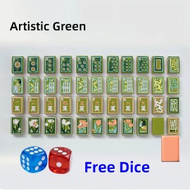 Majestic Double-Sided Set 160 Pcs Thick Translucent Pearlescent Style American Mahjong Tiles for Adults Social GatheringSize: 1.26*0.95*0.63 Inch, Color: Artistic Green