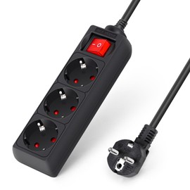 Aigostar 3-Way Power Strip with Switch Table Socket Child Lock 1.5 m Cable Black