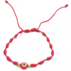 Evil Eye Red String Knot Cord Bracelet Bad Energy Protect Round Red PACK X 3
