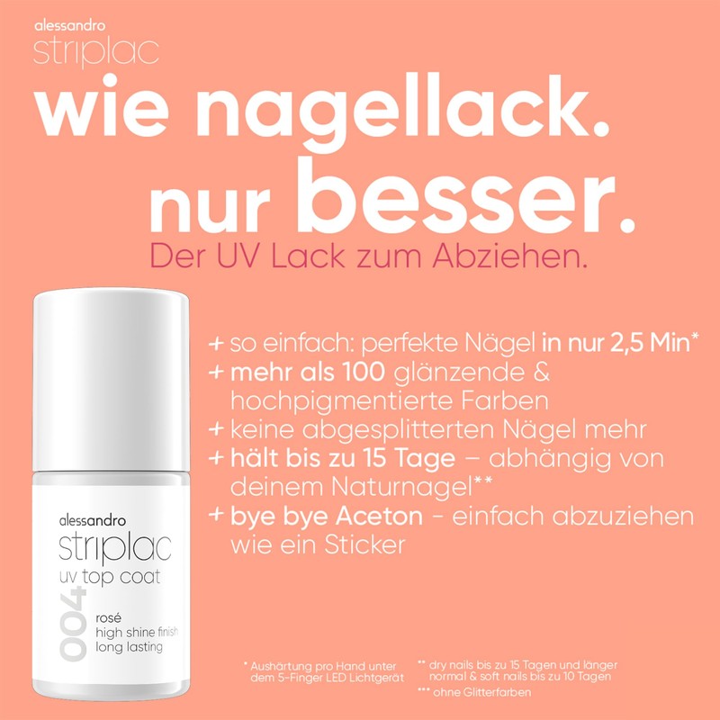 alessandro Striplac UV Top Coat Rose – Shiny, Scratch-Resistant Nails