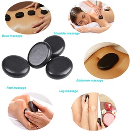 QYLHH 4 Pcs Medium Hot Massage Stones Set Natural Basalt Warm Rocks Kit for Home Spa Massager for Back&Leg& Face &Foot 1.96 * 2.36in
