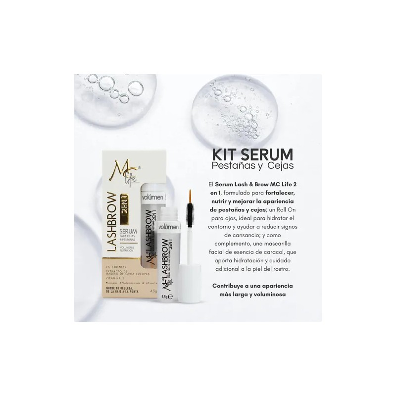 Kit Serum Pestaas Cejas Roll On Ojos Mc Life Regalo