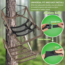 Huntury Tree Stand Seat Replacement for Hunting, Lightweight Mesh Replacement Seat for Ladder Stand, Easy Carry and Quick Drying, Universal Fit