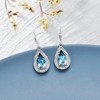 Aquamarine Blue Earrings for Women 925 Sterling Silver Teardrop Dangle