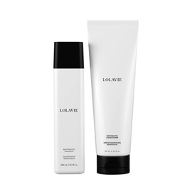 LolaVie Restorative Shampoo (8.5 oz) & Restorative Conditioner (8.5 oz) - Repairs Look of Damage, Protects from Breakage, Reduces Frizz for 12x Softer, Smoother Hair - Color Safe - All Hair Types