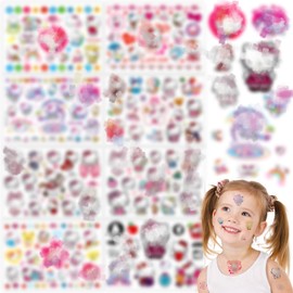Cartoon Temporary Tattoos Stickers for Kids- Cat Fake Tattoos Waterproof Children Tattoos for Party Bag Fillers Anime Transfer Tatoos for Girls Boys Happy Birthday Party Supplies Favor Girls