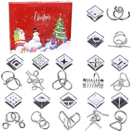 Advent Calendar 2024 Children's Christmas Calendar Gifts 24 Pieces Metal Puzzle Puzzle Games Metal IQ Puzzles Puzzle Games Skill Game for Boys Girls Teenagers & Adults