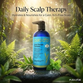 PURA D'OR Scalp Therapy Shampoo for Dandruff and Itchy Scalp, Infused with Argan Oil, Tea Tree and Natural Ingredients, Sulfate Free, All Hair Types, 