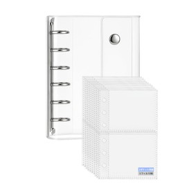 LightBeam Seal Album Transparent M5 | Includes 10 2-Pocket Double-Sided Refills | Clear Binder 5-Hole Seal Binder | For Flake Stickers and Small Item Organization | Also for Girls' Fan Activities