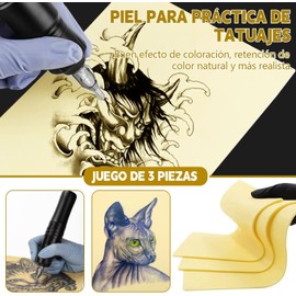YOGONEV Piel Sintética para Tatuaje - 3 Hojas de Práctica de Silicona Compuesta 20x30x0.3cm para Microblading, Maquillaje Semipermantente, Tatuadores Principiantes - Piel Sintética Realista, Reutilizable, Impermeable (Entrenamiento en Casa/Estudio)