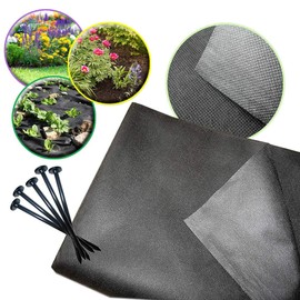 MGS SHOP 10 m² Gartenvlies inkl. Vliesnägel Unkrautvlies Vlies für den Garten 1,60 x 6,25 m 50g/m² schwarz
